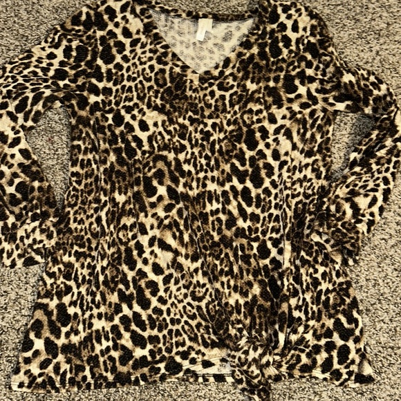 Leopard Print Long Sleeve Blouse - Picture 3 of 4